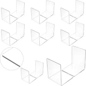 16개 투명 아크릴 북엔드 선반용 헤비 듀티 L자형 칸막이 책 영화 CD용 정리함 홈 오피스 라이브러리용
