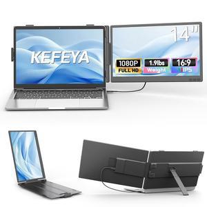 KEFEYA 노트북 스크린 익스텐더, 14인치 FHD 1080P IPS 듀얼 모니터 휴대용 플러그 앤 플레이 USB-C /HDMI /USB-A 13-17인치 노트북용, 윈도우 /맥북 /스위치 /PS5와 함께 작동
