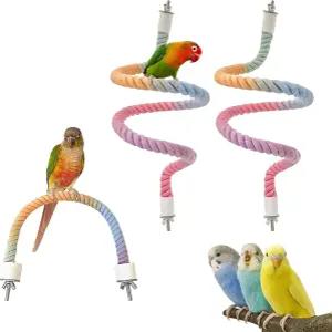 3pcs 새장 클라이밍 로프 장난감 그라디언트 컬러풀 퍼치 스탠드 구부릴 수 있는 액세서리 모든 새에게