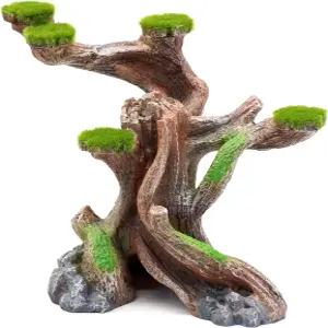 relaqcc 파충류 장식 수족관 인공 이끼 수지 어항 바위 시뮬레이션 속 나무 표범 도마뱀 트렁크 액세서리