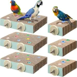 누안추 6피스 버드 농어 스탠드 장난감 앵무새 판지 플랫폼 발 갈기 케이지 놀이터 맥오 참새 사랑새