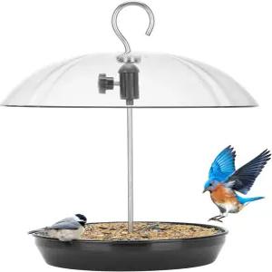 야외 행잉 킹야드 조절식 플랫폼 버드 피더 돔 탑 금속 트레이 블루버드 카디널 골드핀치 유치블랙