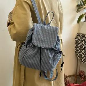 칼메 여성 체크 스트링 나일론 백팩 가방