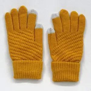 남녀공용 스마트폰 터치 니트장갑 머스타드