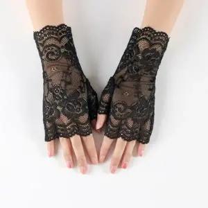 팔토시 여성 레이스 망사 시스루 숏 팔 토시 검정레이스 반장갑 블랙 3세트