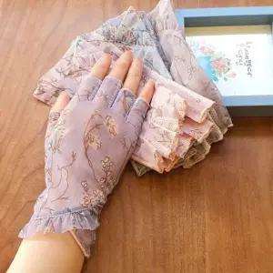 민들레 여성 망사 프릴 반장갑