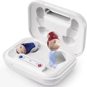 소음 제거 기능이 있는 충전식 노인용 보청기 오큘과 호환되는 투명 사운드 및 충전 케이스 외이도의