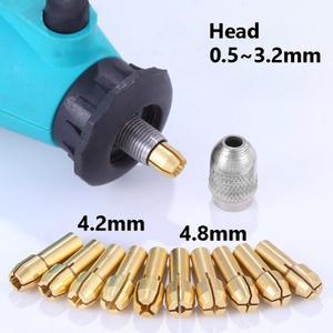 0.5mm~3.2mm 헤드 드릴 척 어댑터 4.2mm/4.8mm 로드 직경 전기 그라인딩 비트 클램프 드레멜 로터리 도구
