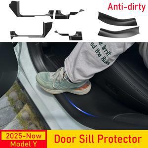 테슬라 호환 모델Y 주니퍼 2025 앞뒤 도어 실 프로텍터 문턱 보호 스트립 발차기 방지 패널 매트 자동차 액