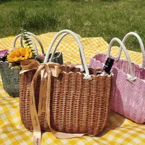 [큰손] 피크닉 빨대가방 여성 토트백 그물 네트 여름 비치백 스트로우백 바구니 바스켓 물놀이 해변