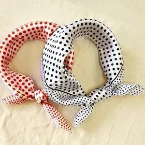 새틴 쁘띠스카프 사각 복고 땡땡이 목스카프 미니 가방 헤어밴드