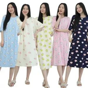 여성 피치 반팔 원피스 잠옷 스판 홈웨어 파자마 ops