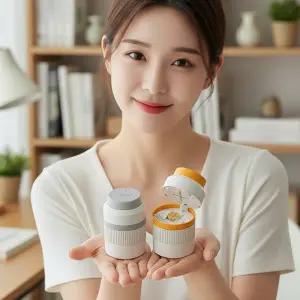 U338 알약 커팅기 3in1 절단 분쇄기 쪼개기 소분 휴대용 약통 케이스 약가위 약보관함