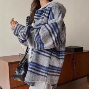 빛채운 여성 비추동 플란넬 체크 배색 후드 도톰 셔츠 캐주얼 OPH4