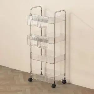 이동식 투명 아크릴 트롤리 선반 정리대 수납장 틈새