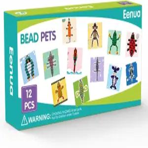 아이들을 위한 이누아 포니 비즈 열쇠고리 키트 12개 동물 2개 포함 초보자용 하트 모양 상자 창의적인