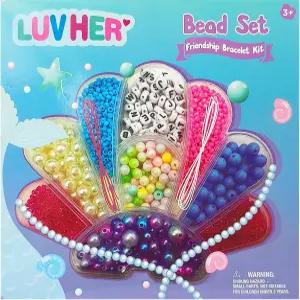 LUV HER 비딩 키트 - 소녀용 목걸이 제작 및 DIY 우정 팔찌 60x 6mm 버비지 8mm 진주 구슬 등 포함 6세