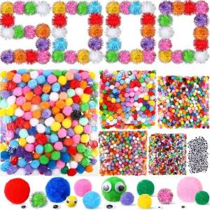 Poen 5000개의 다양한 색상의 폼 볼 크기의 벌크 퍼지 컬러의 크래프트 및 250개의 윙글 즈 크리에이티브