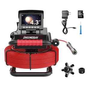하수관 점검 카메라, 카메라 1080P HD 4.3인치 IPS 화면, 12개의 조절 가능한 LED, IP68 방수 배수 1200TVL 파이프라인 산업용 내시경(JXEY2202312