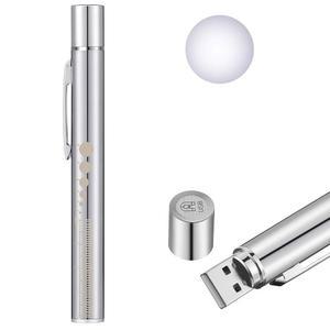 호노슨 펜 라이트, 재사용 가능한 LED 펜라이트, 학생 의사 간호사용 USB 충전식, 엑스트라 웜 전구, 포켓 클립(실버, 1피스)