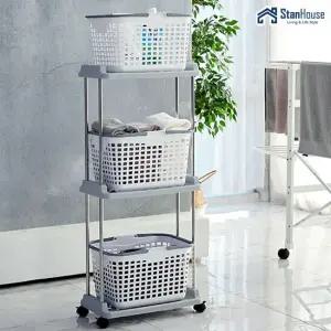 NEW 3단 이동식 빨래바구니 선반형