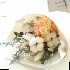 목화꽃다발 (더봄/프리저브드플라워) 목화와수국꽃다발