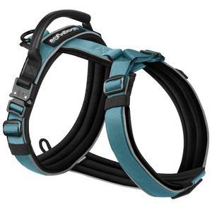 훈련 및 일상 산책을 위한 WagvyGo 프리미엄 Y자형 개 하네스, 손잡이가 있는 노 풀 어드벤처 하네스 3개의 목줄 고리 포인트, 내구성이 뛰어난 나일론, 부드러운 패딩, 소형 중형 대형견용 조끼(11-88파운드)