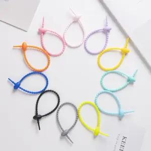 실리콘 타이 케이블 고정 테이블 선정리 재사용 다용도 소품 정리 타이