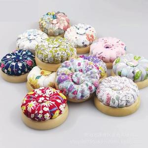 1개 호박 자석 바늘꽂이 쿠션 홀더 나무 핀쿠션 호박 핀쿠션 바늘 쿠션 DIY 공예품