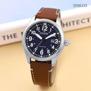 시티즌 BM6838-17L 에코드라이브 쿼츠 아날로그 클래식 남자 가죽 시계 d