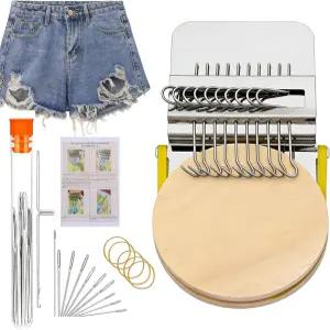 옷용 니트 패치 키트 의류 수선 용품 청바지 직조 베틀 세트 - 공예 애호가를 위한 가정용 여행용 퀼터