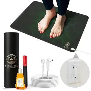 테라솔 럭셔리 발용 접지 매트 염증 수면 개선을 위한 24x16인치 - 안전한 사용을 15피트 코드 전도도