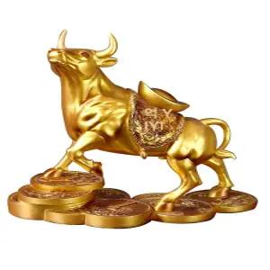 황금소 장식품 재물운 조각상 개업 사무실 부자 선물용 황소 집들이 전시
