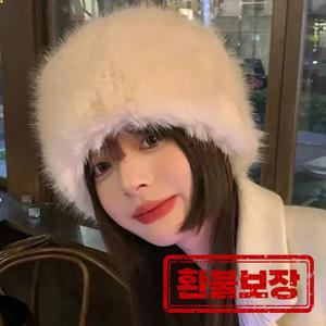 겨울용 두꺼운 따뜻한 털 비니 모자 여성 패션 인조 밍크 털 러시안 캡 단색 플러시 챙 없는 모자 스키 모