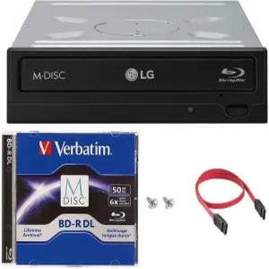 LG WH14NS40 16X 블루레이 BDXL DVD CD 내부 버너 드라이브 번들 무료 50GB M-DISC BD-R DL + SATA 케이블