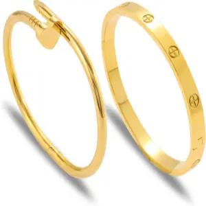 여성용 아크노드 골드 클로버 팔찌 - 스태커블 스테인리스 스틸 네일 우정 및 러브 뱅글 트렌디한 주얼리