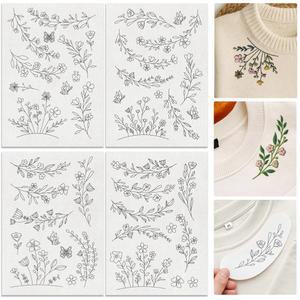 두들드림 29개 꽃 덩굴 자수 패턴 안정제, 8.3