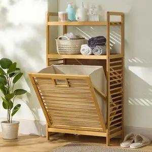 3단 50cmx30cmx95cm 선반 슬라이딩 빨래바구니 (WFHJKIB)