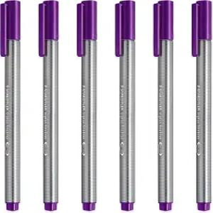 스테이들러 334 트라이플러스 파인라이너 초미세 포인트 펜 - 0.3mm 바이올렛 6팩