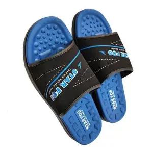 가벼운 쿠션 지압 슬리퍼 블루 남녀 사무실 신발 편안한 실내화 1P (WFKIMDF)