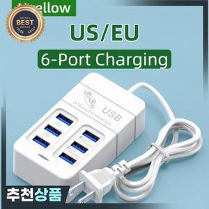 6포트 멀티포트 USB 충전기 35W PD 타입C 휴대폰 고속 충전 퀵 타입 C 벽면 허브 어댑터 EU US 플러그
