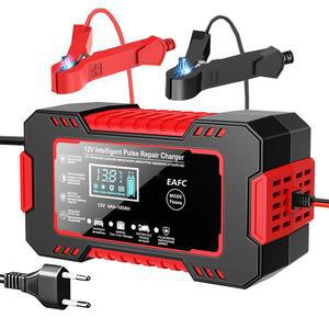 자동차 배터리 충전기 LCD 고속 오토바이 사이클 납산 스마트 수리 6A 12V 디스플레이 충전