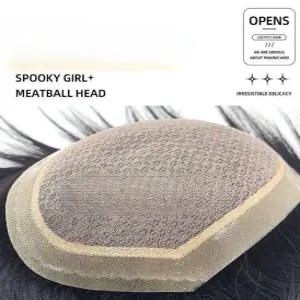 정수리가발 남자 똑딱이 접착식  붙임머리 수제 가발