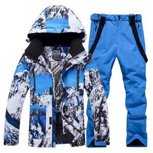 남성 스키복 방수 스노우슈트 투 스노보드 재킷과 바지 세트 야외 방풍 겨울 따뜻한