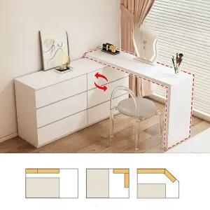 ㄱ자 화장대 서랍장 메이크업 책상 수납장 콘솔 인테리어