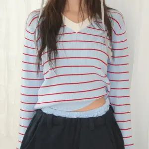 [모코블링] 브이넥 단가라 골지니트 #배색니트 #단가라니트 #골지니트 #스트라이프니트 #브이넥니트