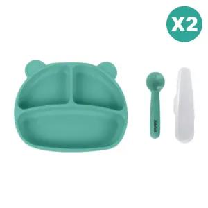 베베락 엘파 이유식기 유아 흡착 식판 민트그린 2개 BNA