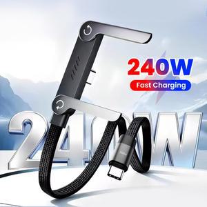 240W 2 in 1 USB C to 고속 충전 접이식 브래킷 데이터 케이블 타입 데스크탑 홀더 충전선 아이폰17 16 삼성용