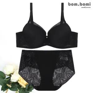 [봄보미] 플래시 레이스 볼륨 브라팬티2종세트/블랙