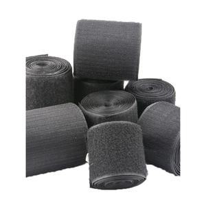 검정색 벨크로 스트랩 맞물림 톱니 접착 모양 스트립 나일론 흰색 뒷면 넓은